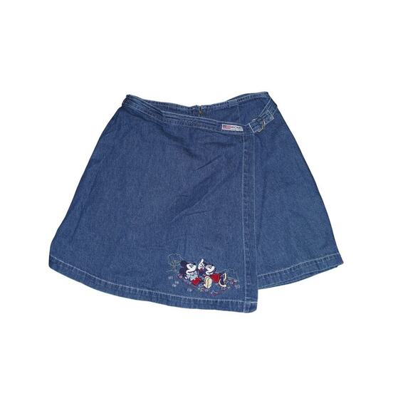 Vintage 90s Disney Store Mickey & Minnie Embroidered Denim Skort – Women’s Small - Picture 1 of 10